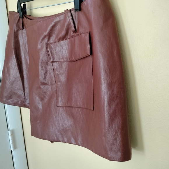 Anthropologie Twenty Six Hundred Brown Soft Faux Leather Cargo Skort XL Edgy - Picture 2 of 15